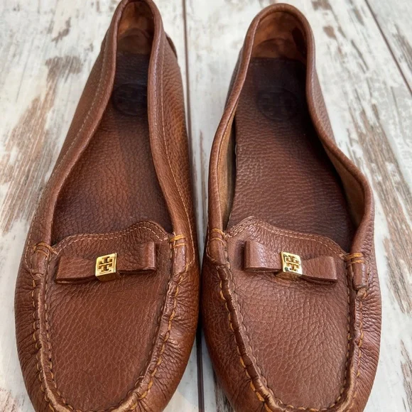 Tory Burch Ludlow Brown Pebbled Leather Driving Loafers - Size 8.5 - Picture 15 of 16